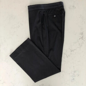 STRENESSE Straight Leg Tuxedo Style Acetate + Cotton Dress Pants Navy Sz 44